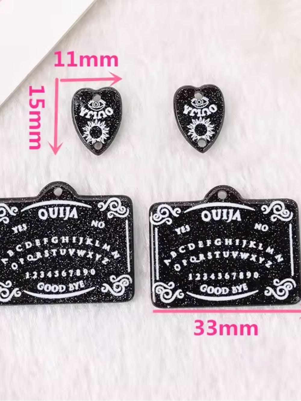 Black Glitter Ouija Board Earrings - Picture 4 of 4